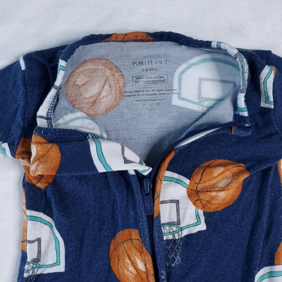 Posh Peanut Basketball Footed Sleepers Pajamas Footies Bamboo 3-6 Months - Picture 6 of 11